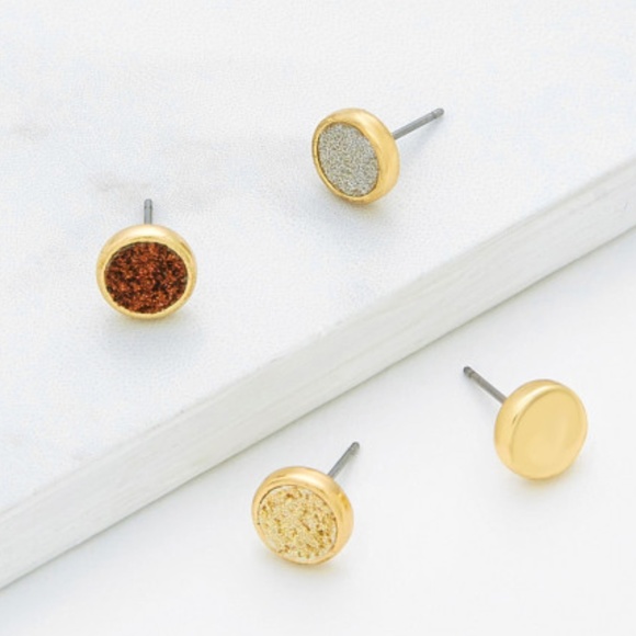 Four Color Round Stud Earring Set 4Pair - Picture 2 of 8